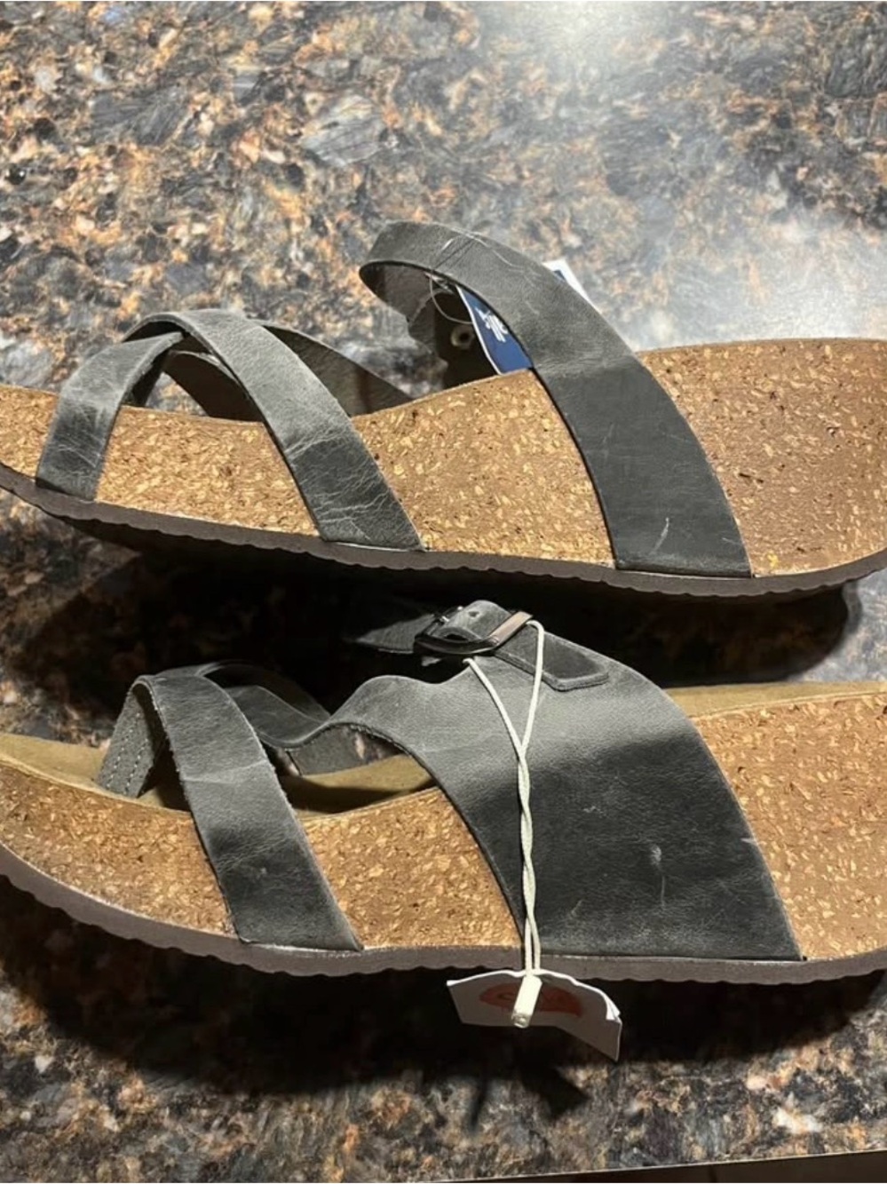 Women's Cork Footbed Multi-Strap Slide Sandals - Black